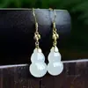 Aretes de Calabaza Mosaico de Buena Suerte Hotan y Diseño Decorativo Ligero Calabaza Geométrica Baño de Oro Plata de Ley 925