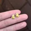 Pendientes de Calabaza Vintage Chapados en Oro Puro de Plata S999 Cepillados para Mujer, de Moda, Lujo Ligero, Exquisitos y Elegantes, un Regalo para Mamá en el Día de la Madre