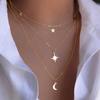 Collar de Estrella al por Mayor Nuevo Europeo y Americano Transfronterizo Aleación Joyería Colgante Luna Multicapa Collar de Alta Gama para Mujeres