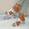Zapatillas Metálicas Europeas y Americanas de Alta Calidad Mil 18 Zapatillas Planas Nuevas de Verano para Mujer Talla Grande 43 Playa