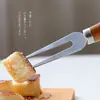 Cuchillo y tenedor para queso de acero inoxidable con mango de madera, juego de 4 piezas, mini cuchillo para mantequilla, cuchillo para pastel, cortador de mantequilla, juego de cuchillos para queso