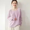 Baicai Rong Nuevo Estilo Perezoso Sin Costuras Cachemir Suéter de Punto Holgado para Mujer Top de un Hombro Versátil