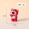 Nova Estatueta de Resina Brilhante Urso Morango Mini Ornamento de Mesa Acessório para Chaveiro DIY