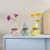 Vaso de cabaça em cerâmica, nova decoração para casa estilo chinês, pequeno vaso simples para flores secas, artesanato de decoração para entrada de sala de estar