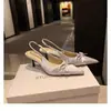 Versão em Pele de Ovelha do Mesmo Estilo, Saltos Agulha, Laço de Seda e Cetim, Bico Fino, Sapatos com Costas Vazadas, Sandálias Femininas, Novo Estilo Primavera e Verão