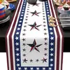 Nuevo camino de mesa de lino transfronterizo con estampado del Día de la Independencia para el hogar, comedor, sala de estar, mesa de comedor, decoración interior y exterior