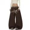 Suministrado directamente por el fabricante, cintura de felpa estilo americano con estampado de leopardo y bordado de estrellas, pantalones de chándal con dobladillo curvo para hombres y mujeres, pantalones holgados de pierna ancha para bailar