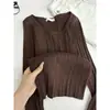 Suéter tejido de color sólido suave estilo coreano con cuello cuadrado y manga larga para mujer, otoño e invierno, puro y seductor, adelgazante, capa interior de moda