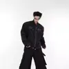 Chaqueta vaquera corta acolchada de estilo americano para hombre, de alta gama, elegante, moderna, de corte limpio, con cuello mao