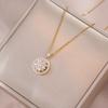Collar para Mujer, Estilo Celebridad de Internet Europeo y Americano, Conjunto de Accesorios Giratorio de Flor de Girasol con Circonita Transfronterizo, Cadena para Clavícula Giratoria de 360 Grados