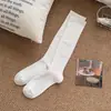 Calcetines para mujer, estilo coreano, color liso, acanalados, con un ligero efecto de compresión en las pantorrillas, efecto adelgazante, color liso versátil, calcetines de tubo largos, calcetines estilo JK japonés