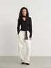 Pantalones casuales de pierna ancha versátiles de talle alto, mezcla de algodón Tencel minimalista NEIHE para mujer, colección de otoño 2026, 260211