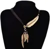 Colar Bohemian Retro Estilo Europeu e Americano com Pena Folha Multi-Camadas e Franjas Corrente para Clavícula Suéter Acessórios Femininos