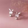 Aretes Aerchi de Plata S925 Ojo de Gato Sintético Conejito Lindo con Diamantes Estilo Ins Aretes Dulces M03751