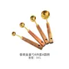 Juego de tazas y cucharas medidoras de nogal herramientas de cocina para hornear con báscula juego de cucharas medidoras juego de ocho cucharas medidoras de acero inoxidable en stock