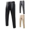 Comercio exterior nuevas explosiones deseo Amazon más vendido europeo y americano color PU casual pantalones de cuero ropa de rendimiento pantalones de cuero hombre seis colores