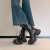 Novedad de Otoño 2026: Botas de Motocicleta con Cordones de Estilo Británico que Aumentan la Altura, Suela Gruesa, para Mujer, Botas Martin Elásticas de Moda para Mujeres Bajitas
