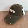 Retro Americano PARIS Bordado 3D Desgastado Sombrero de Sol Unisex Tendencia Callejera Versátil Gorra de Béisbol