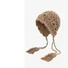 Gorro de Punto Rojo con Borla Hecho a Mano para Mujer en Otoño e Invierno Viaje Versátil Protección para los Oídos Cálido Gorro de Lana Viaje al Oeste de Sichuan Gorro para el Frío