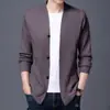 Cárdigan de punto para hombre, ideal para primavera y otoño, elegante gabardina de largo medio, chaqueta informal de negocios a la moda.