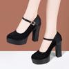 Flats Transpirables con Pedrería Cuero Genuino 2025 Nuevos Tacón Alto Tacón Grueso Suela Gruesa Zapatos de Boda Dorados Suela Suave Zapatos de Pasarela Cheongsam para Mujer