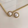 Aretes Retro Vintage de Moda con Gota de Aceite Nicho Elegantes Estilo Mid-Century Aretes Personalizados de Perlas de Alta Gama