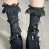 Calcetines de Encaje de Agaric Japonés Calcetines de Encaje de Media Caña Calcetines Lolita Calados con Lazo para Mujer Jk Calcetines Transpirables de Rizo