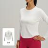 Camiseta Deportiva de Malla Abierta en la Espalda Juyitang de Manga Larga para Mujer, Transpirable para Entrenamiento, Running, Yoga y Fitness