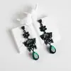 Pendientes Amazon transfronterizos, extragrandes, electrochapados, elegantes, de estilo largo, con un toque de alta gama, adornados con borlas y pedrería negra