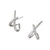 Yanbai Amazon Bestseller Pendientes de Botón Únicos con Forma de X Diamante Brillante Cobre Incrustado Pendientes de Circonita Pendientes de Nicho de Alta Gama