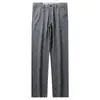Pantalones Grises Transpirables de Algodón y Lino Nuevos de Verano 2025 para Hombre Suaves y Cómodos de Cintura Media-Alta Rectos Casuales de Negocios para Hombre