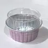 Caja de Papel de Aluminio Taza de Pudín Postre Tarta de Huevo con Tapa Redonda Especial para Horno Freidora de Aire Molde de Pastel de Aluminio Bocadillo