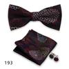Conjunto de tres piezas de corbata y pañuelo de bolsillo para hombre, de poliéster, con estampado para banquetes, bodas, camisas, lazos y cuello con flores