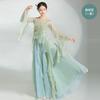 Jinbukang Dança Clássica Gaze Elegante Fada Roupa de Dança Chiffon para Prática Roupa de Performance Top Saia