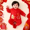 Conjunto de Año Nuevo para Bebés, Ropa Festiva Roja para Niñas y Niños, Mameluco de Felpa para Bebés Estilo 2025