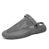 Sapatos de Malha Respirável de Verão para Homens, Sandálias Versáteis Casuais Esportivas para Exterior Leves, Meia-Chinelo Meio Aberto com Malha Grande para Dirigir