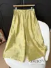 2026 Nuevo Modelo Nuevo Estilo Chino Pantalones de Pierna Ancha Jacquard de Rayón Cintura Elástica Versátil Pantalones Casuales de Nueve Puntos