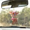 Colgante Creativo de Acrílico Nuevo Transfronterizo de Dibujos Animados con Sombrero Rosa y Lazo Ciervo para Espejo Retrovisor de Coche