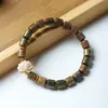 Boj Estilo Loto Sándalo Verde Argentino Cuentas de Barril Pulsera DIY Fabricante Mayorista Especificaciones 8x8 Joyería de Rosario para Hombres y Mujeres