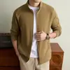 Moletom cardigã com zíper e gola alta yingao masculino novo primavera e outono jovem casual estilo old money casaco jaqueta de tricô