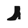 Botas de tornozelo ZHR estilo francês com bico fino para mulheres, nova coleção outono 2026, botas de salto alto justas, botas Chelsea retrô Melard