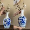 Jarrón de cerámica Jingdezhen, jarrón de cerámica con loto en relieve pintado a mano, adornos decorativos de cerámica, jarrón chino hidropónico