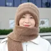 Chapéu de Lã Retro Confortável Novo para Mulheres Outono e Inverno Processamento Personalizado Chapéu de Lã Espessado Chapéu Cachecol Integrado Chapéu de Neve
