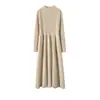 Vestido 35% Cachemir Vestido Base de Terciopelo para Bebé Efecto Adelgazante Manga Larga Falda de Punto Elegante Vestido Largo de Punto