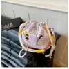 Bolsa Casual Cão Lápis Feminina 2026 Nova Bolsa de Ombro Leve com Cordão Grande Capacidade Bolsa Transversal Bolsa Redonda Fofa