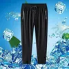 Pantalones Finos de Seda Hielo para Hombre, Pierna Recta, Elásticos, con Bolsillos, Corte Holgado, Pantalones Deportivos de Secado Rápido, Pantalones Casuales Transpirables para Hombre, Verano