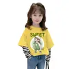 G2528 # Camiseta de Manga Larga de Primavera para Niña Top de Algodón Puro Nuevo Estilo 2025 Camiseta Falsa de Dos Piezas para Niños Capa Base de Primavera y Otoño