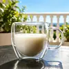Taza de Vidrio de Doble Pared de Alto Borosilicato para Uso Doméstico, Engrosada con Asa, Taza Aislante de Vidrio de Doble Pared con Forma de Huevo para Café