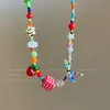 Collar de Cubo de Rubik de Manzana de Color Dopamina de Dibujos Animados Moda Sentido de Alta Gama Simple Infantil Cadena para Clavícula Apilada de Verano para Mujeres