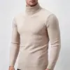 Suéter Masculino de Gola Alta 2026 Outono Inverno Cor Sólida Slim Fit Tamanho Plus Manga Longa Pulôver Tricô Casual Quente Camada de Base